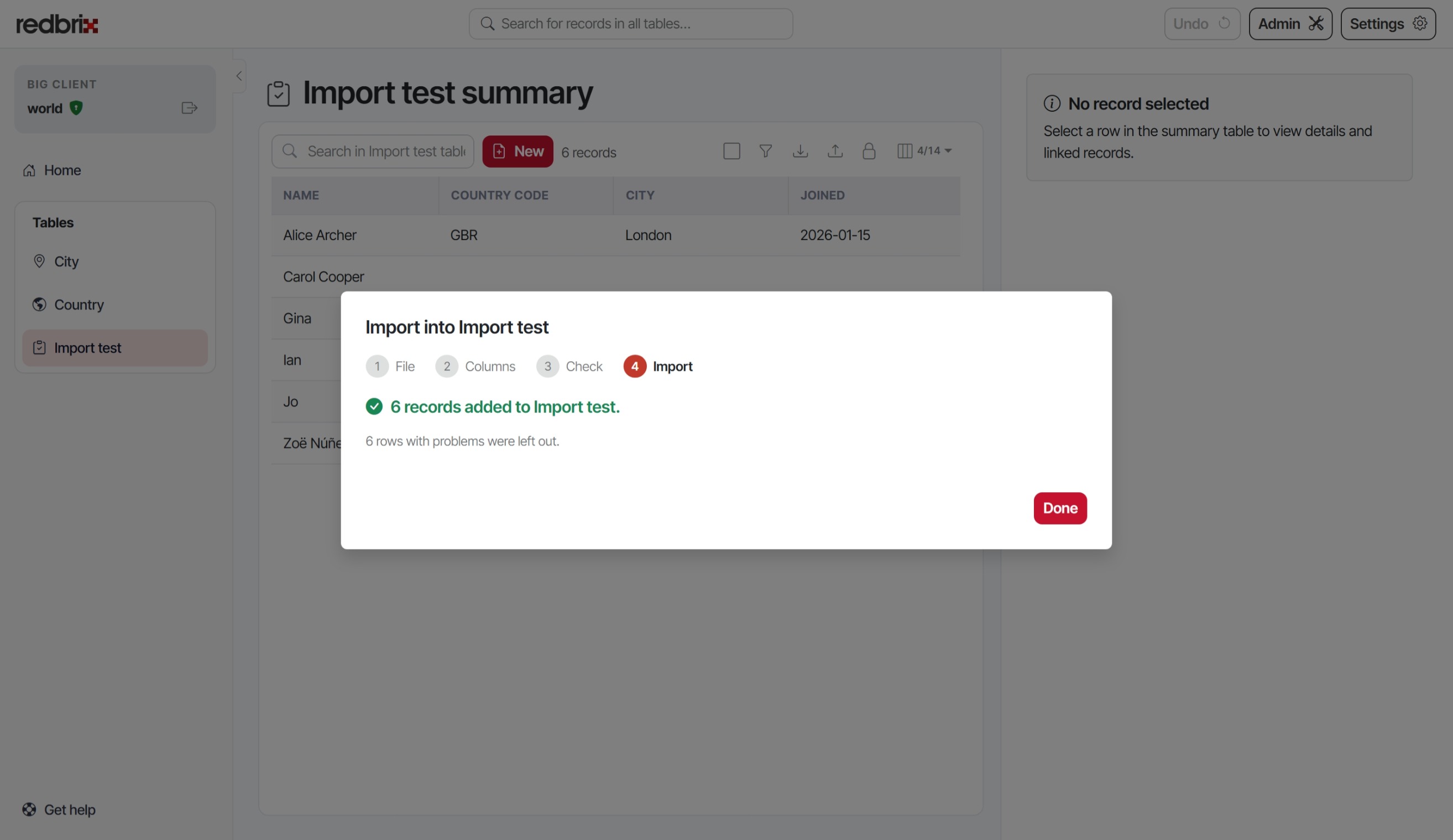 Import the spreadsheet